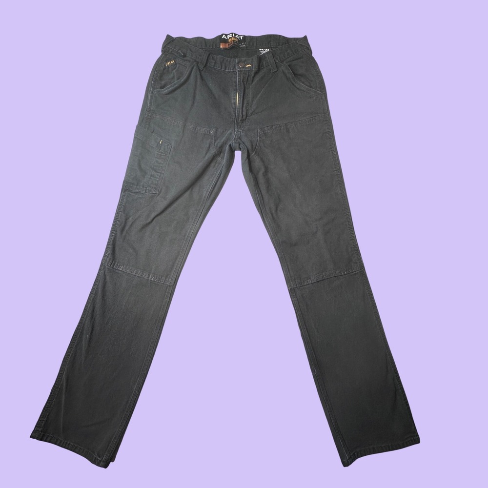 Ariat M4 Work Pants Mens 34x36 Black Rebar Low Rise Straight DuraStretch Canvas